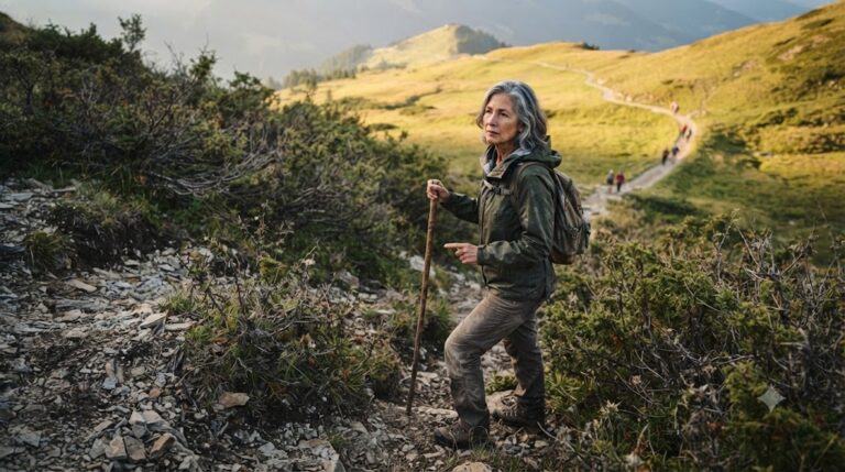 A traveler realizing they have taken the wrong path and looking back toward the correct trail, reflecting consequences and learning.