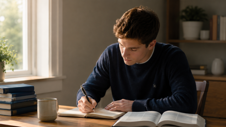 A student practicing daily disciplines over time, reflecting consistency, responsibility, and personal formation.