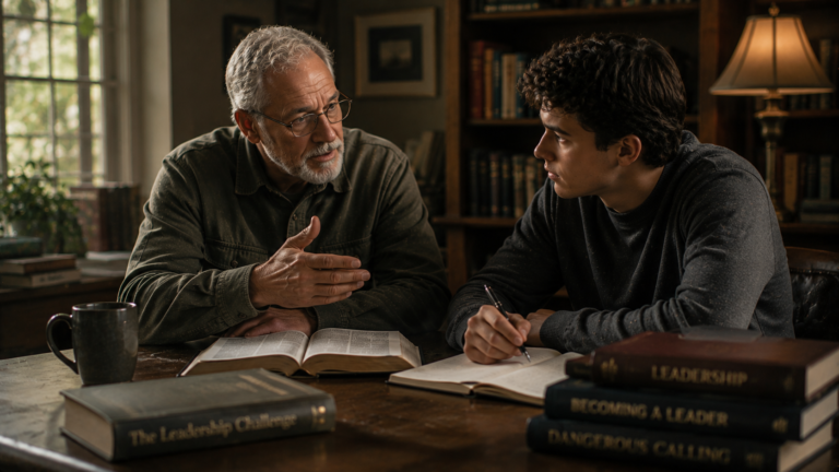 A mentor investing deeply in a younger generation, reflecting wisdom, legacy, and lasting impact.