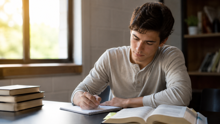 A motivated student fully engaged in learning while pursuing meaningful goals, reflecting growth and flourishing.