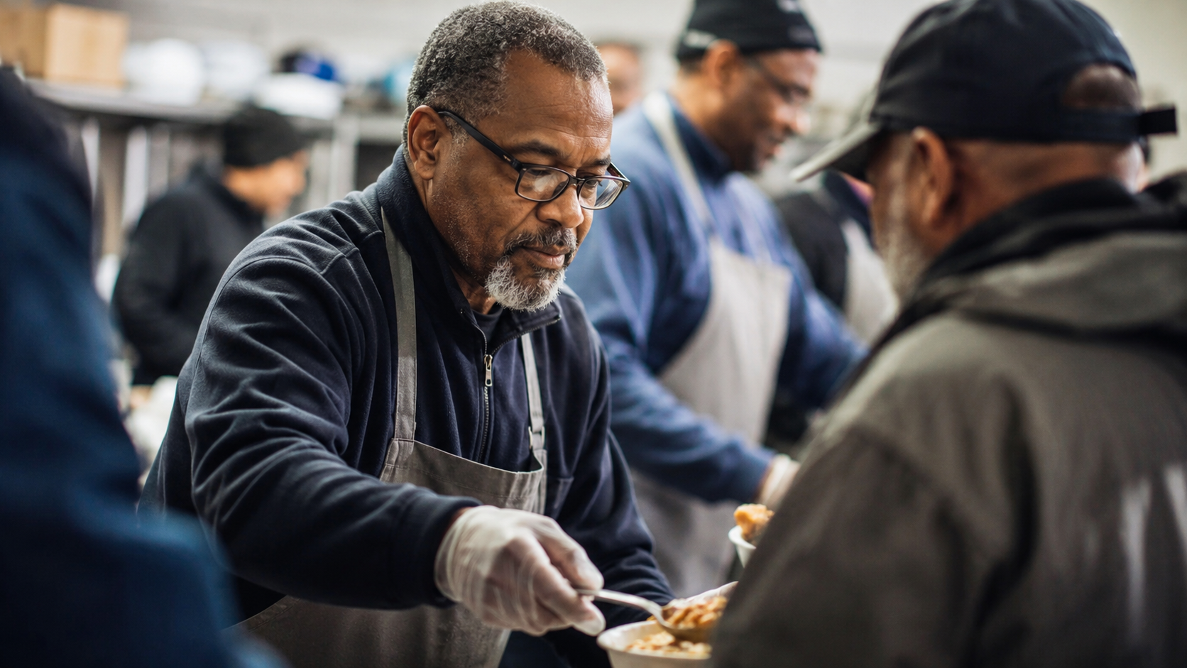 A respected leader quietly helping others without seeking attention, reflecting humility, service, and strength.