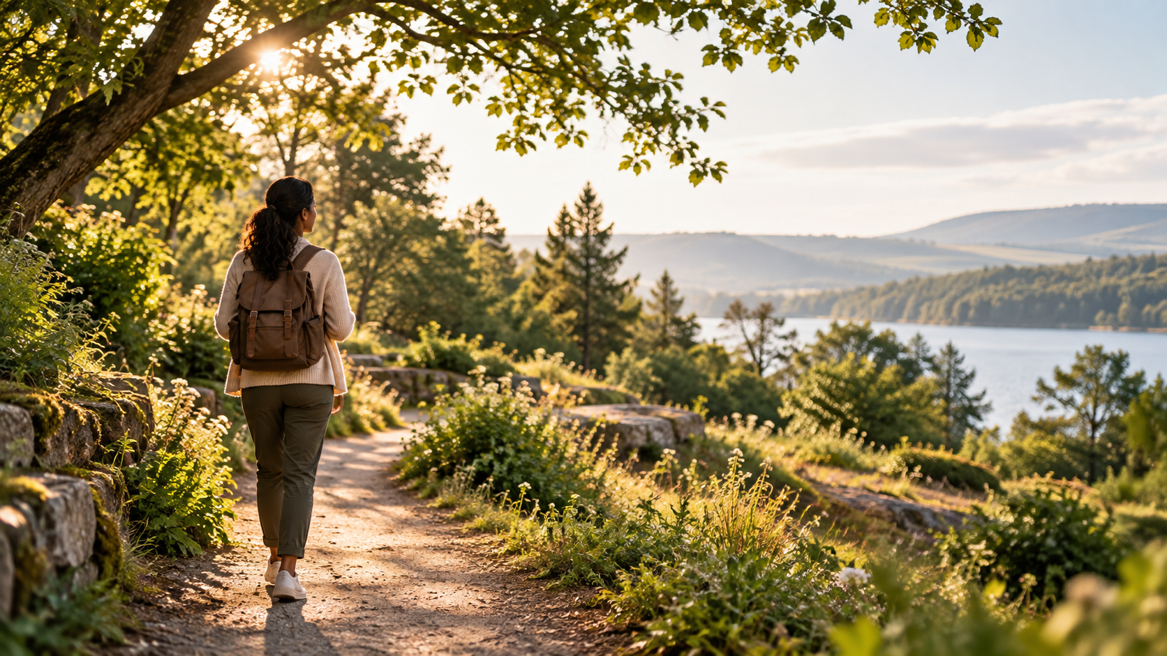 A person walking toward a wide landscape, representing the AbideRooted resource journey